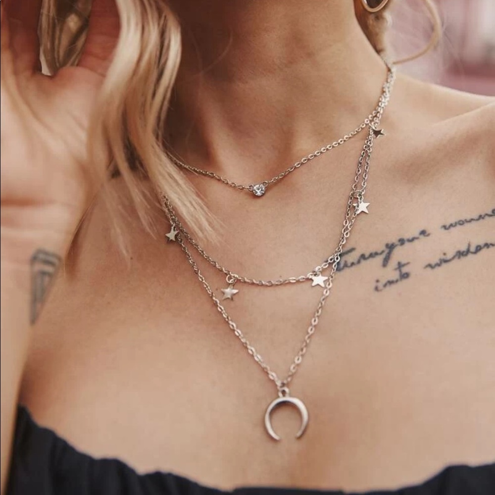 • Natalia • Layered Moon + Stars Necklace - Picture 1 of 5